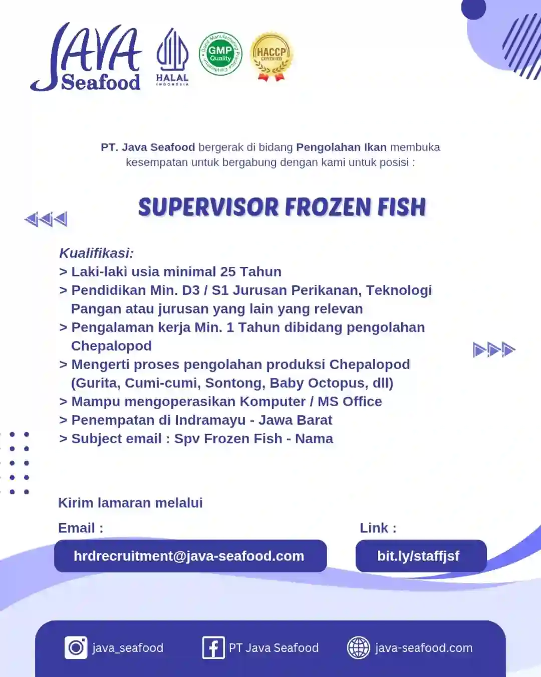 Lowongan Kerja PT Java Seafood Indramayu